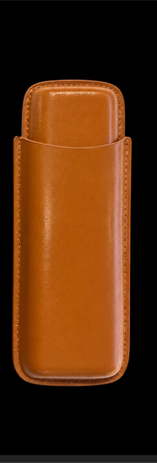 2 Finger Brown Leather Cigar Case