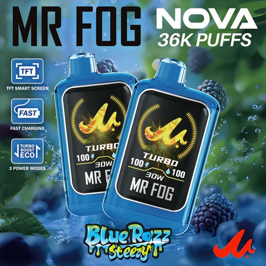 Blue Razz Ice Steezy - Mr Fog Nova 36K Disposable Vape | 20ML / 20MG