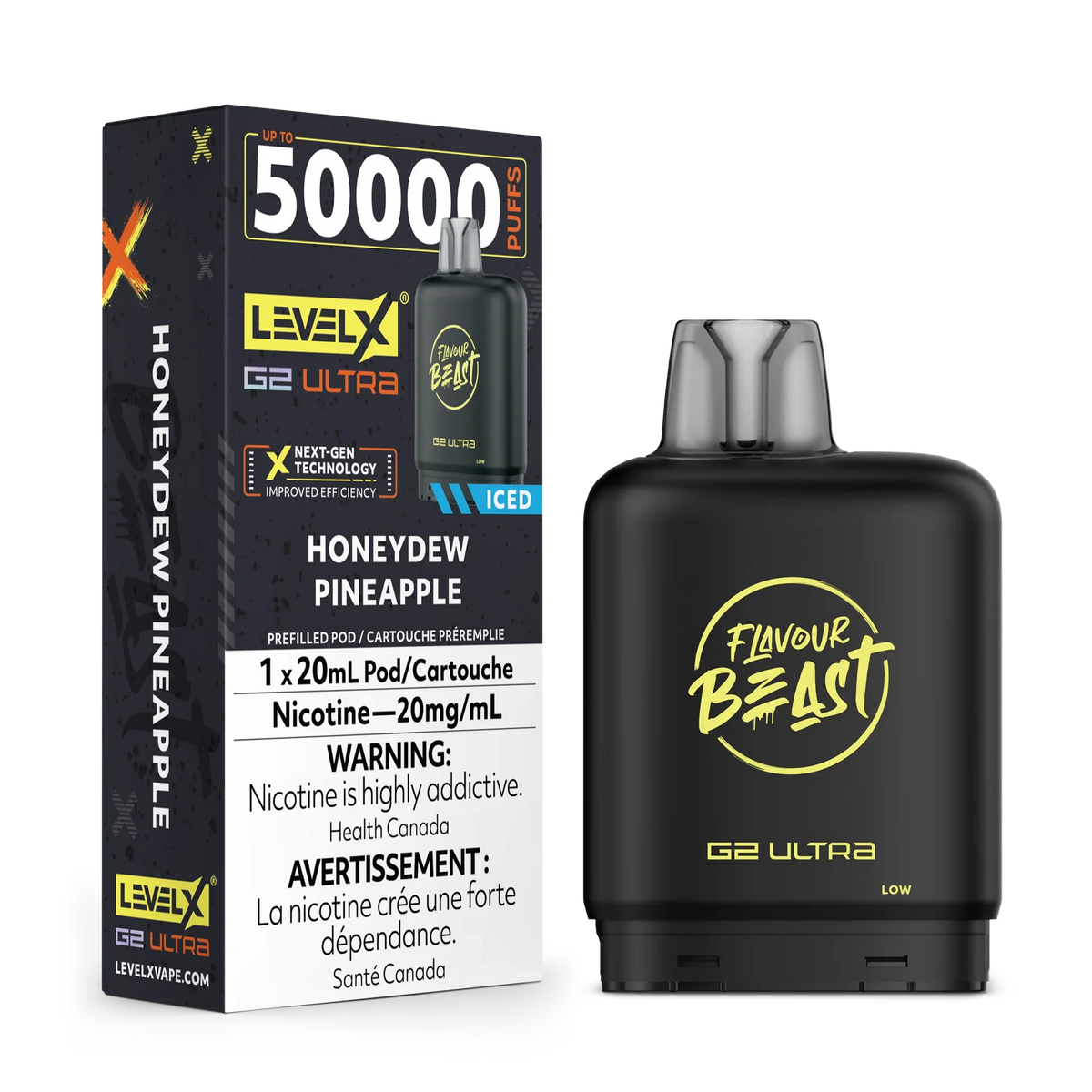 Honeydew Pineapple -Flavour Beast Level X G2 Ultra 50K POD - ( 20ML ) (Without Battery)