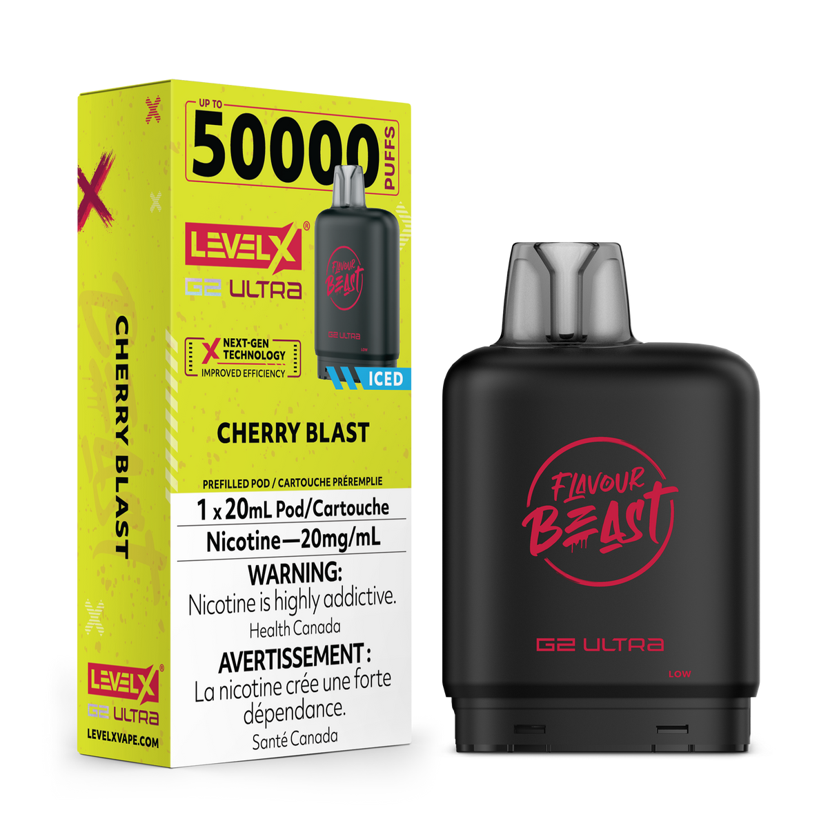 Cherry Blast Iced - Flavour Beast  Level X G2 Ultra POD 50k ( 20ML ) (Without Battery)