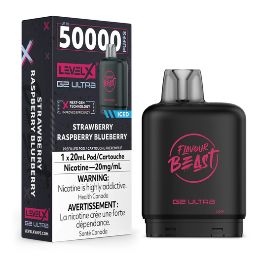 Strawberry Raspberry Blueberry ice - Flavour Beast  Level X G2 Ultra 50k POD (20ML) - (Without battery)
