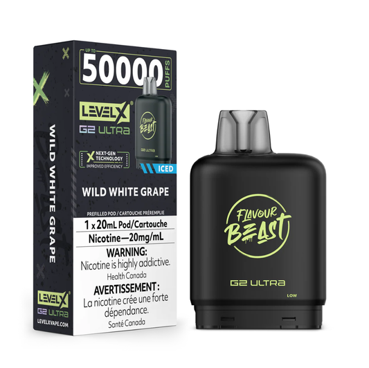 Wild White Grape Iced - Flavour Beast Level X G2 Ultra 50K Pod (20ML) Without Battery