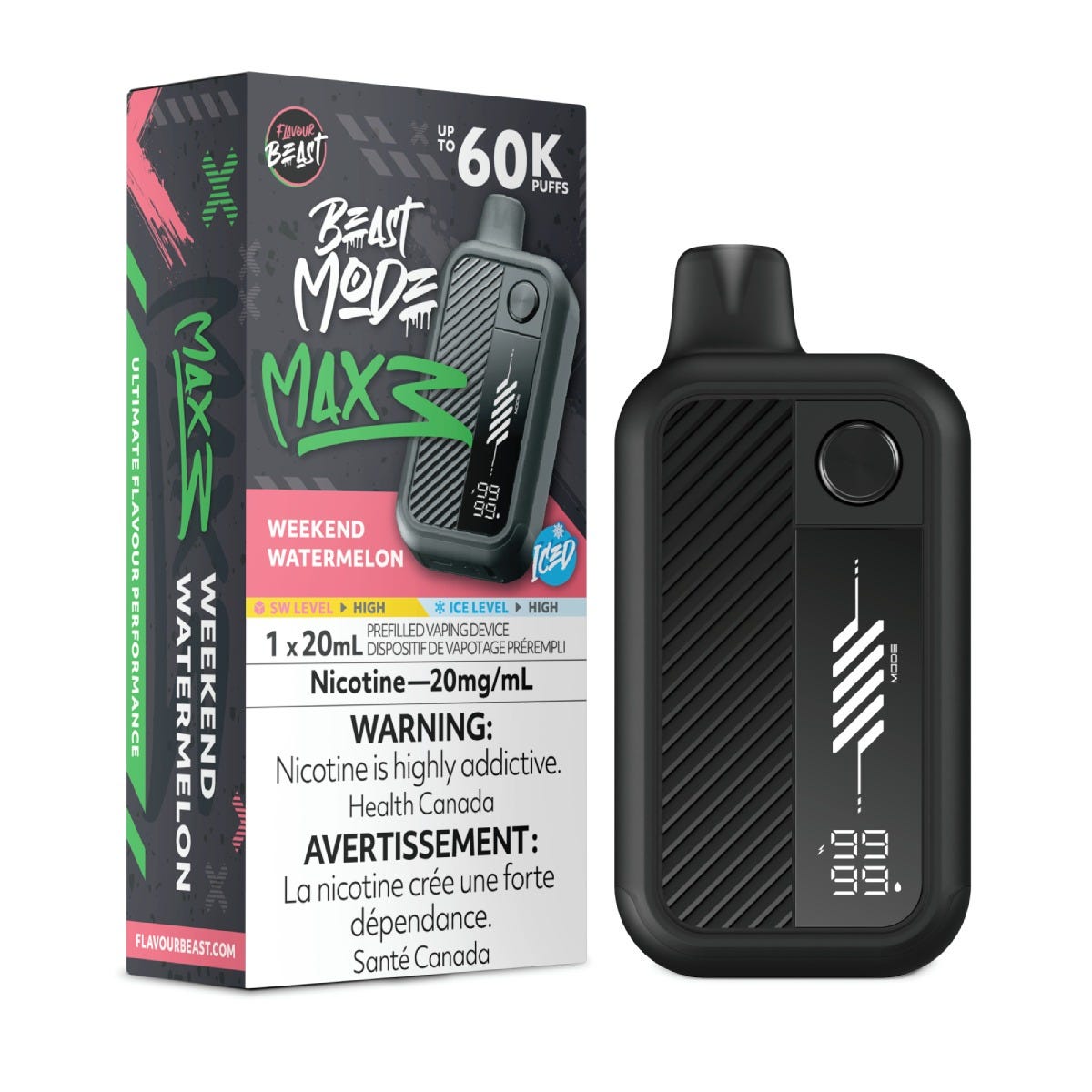 Flavour Beast Beast Mode Max 3 60k - Weekend Watermelon Iced