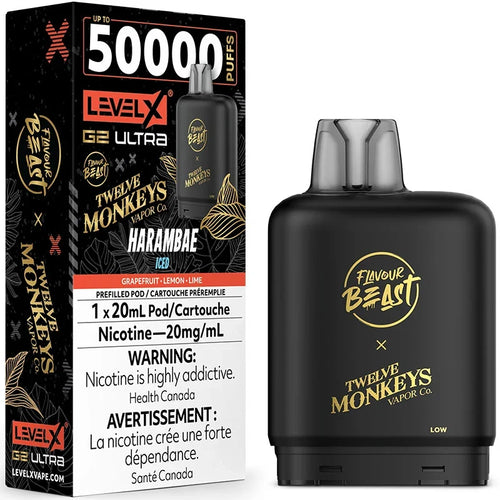 Harambae Iced - Level X G2 Ultra Pod - Flavour Beast x Twelve Monkeys  (20mL)