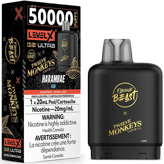 Harambae Iced - Level X G2 Ultra Pod - Flavour Beast x Twelve Monkeys  (20mL)