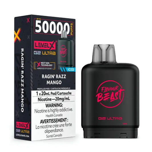 Ragin' Razz Mango  - Level X Flavour Beast Chuggin' G2 Ultra - 50k Puffs (Without Battery)