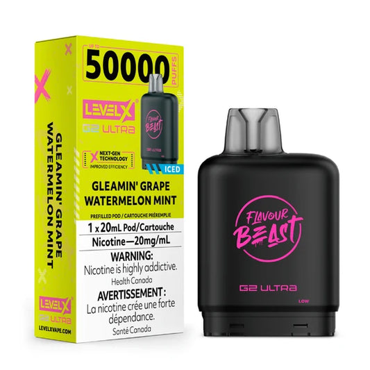 Gleamin' Grape Watermelon Mint - Flavour Beast Level X G2 Ultra Pod ( 20 ML )  No Battery